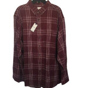 NEW Rowm Big Mens Long Sleeve Button Front Wine HTHR Shirt 100% Cotton MSRP $60